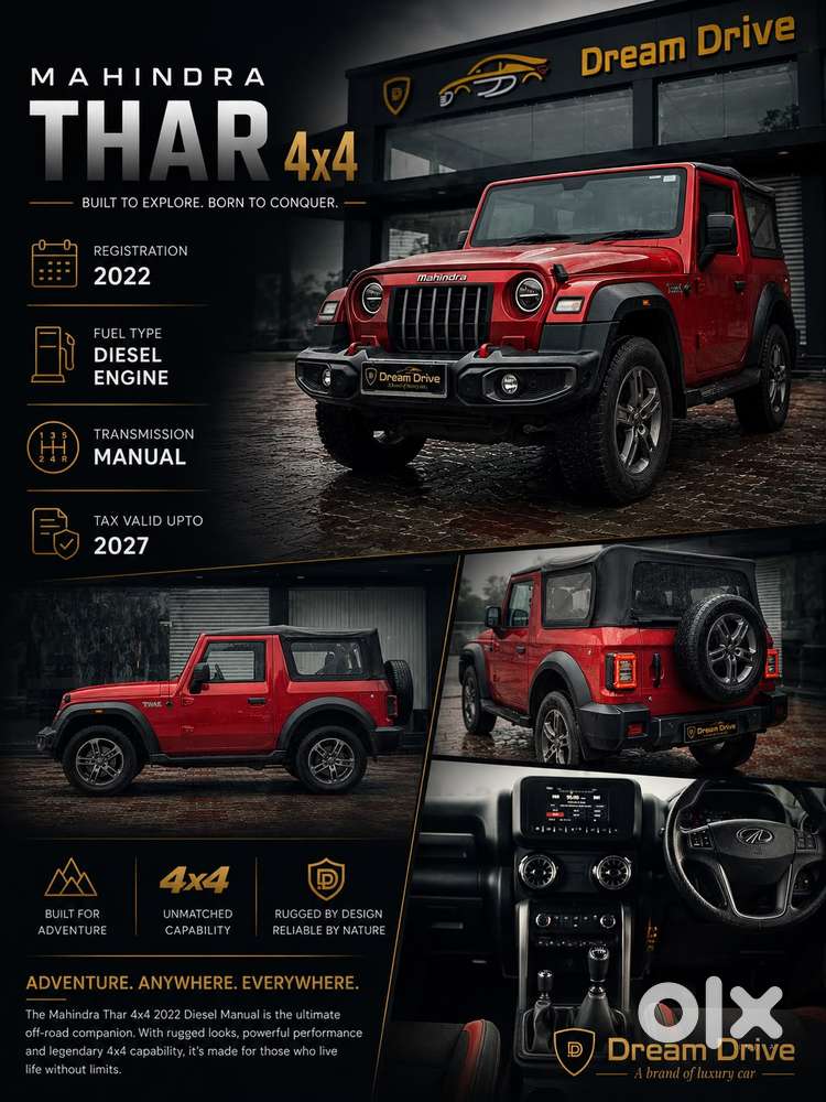 Mahindra Thar Lx Convertible Top Diesel Mt 4wd, 2022, Diesel