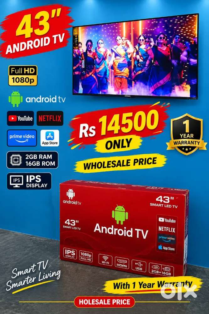 BRAND NEW 43 INCH SMART ANDROID LED TV 1 YEAR WARRANTY ! SPL OFFER !