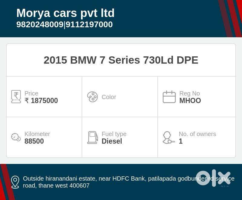 Bmw 7 Series 730ld, 2015, Diesel