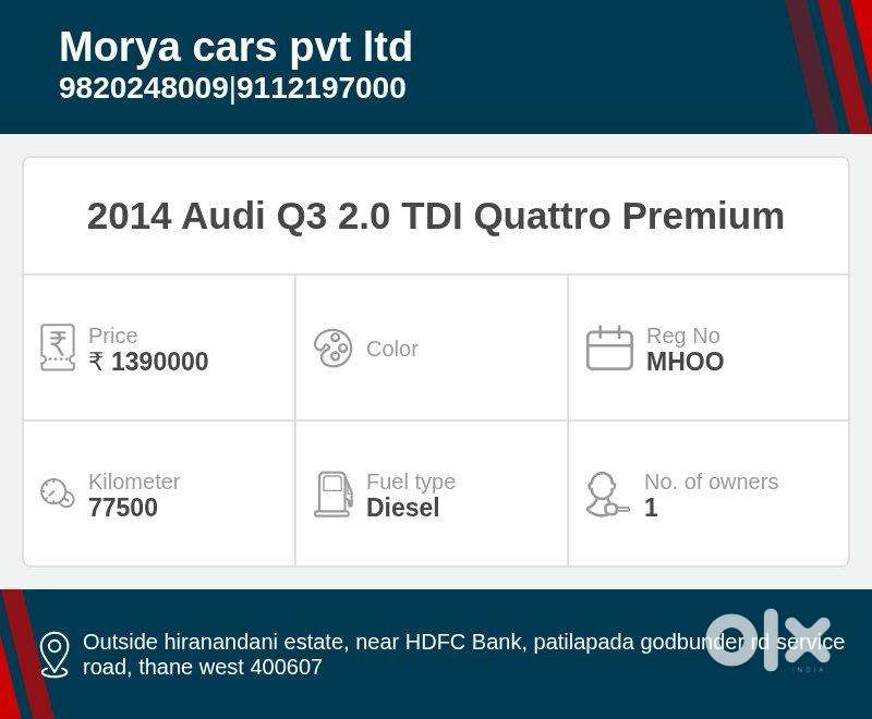Audi Q3 2.0 Tdi Quattro Premium, 2014, Diesel