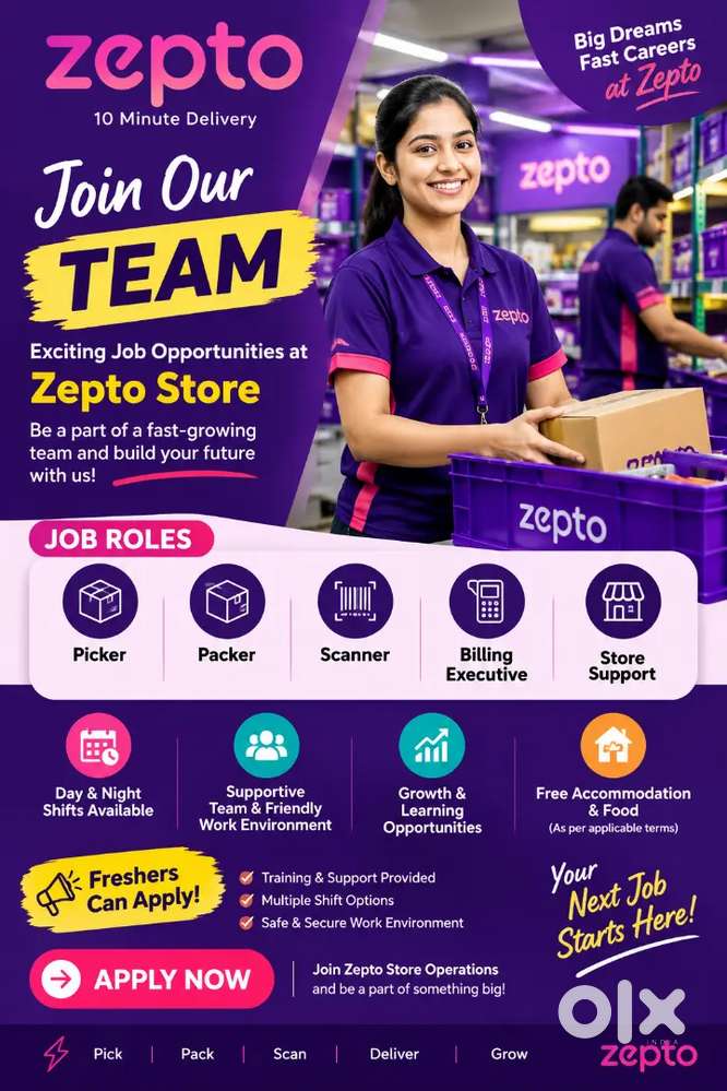 HR-SHAILAJA ​ Urgent Hiring &ndash; Male & Female Staff Required at Zepto