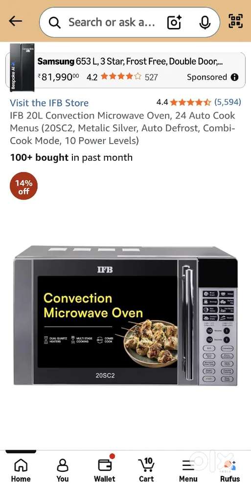 UNUSED IFB 20L Convection Microwave oven 20SC2