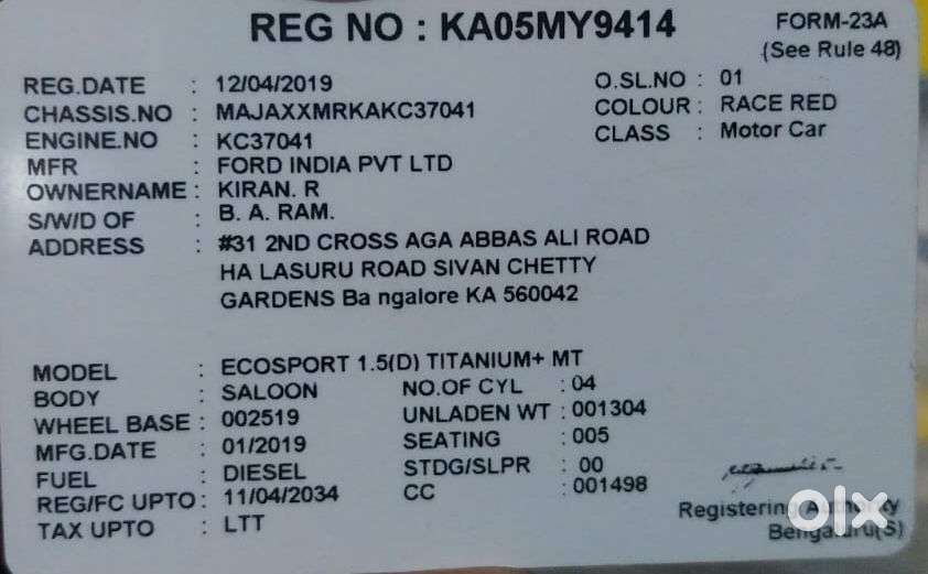 Ford Ecosport 1.5 Diesel Titanium, 2019, Diesel