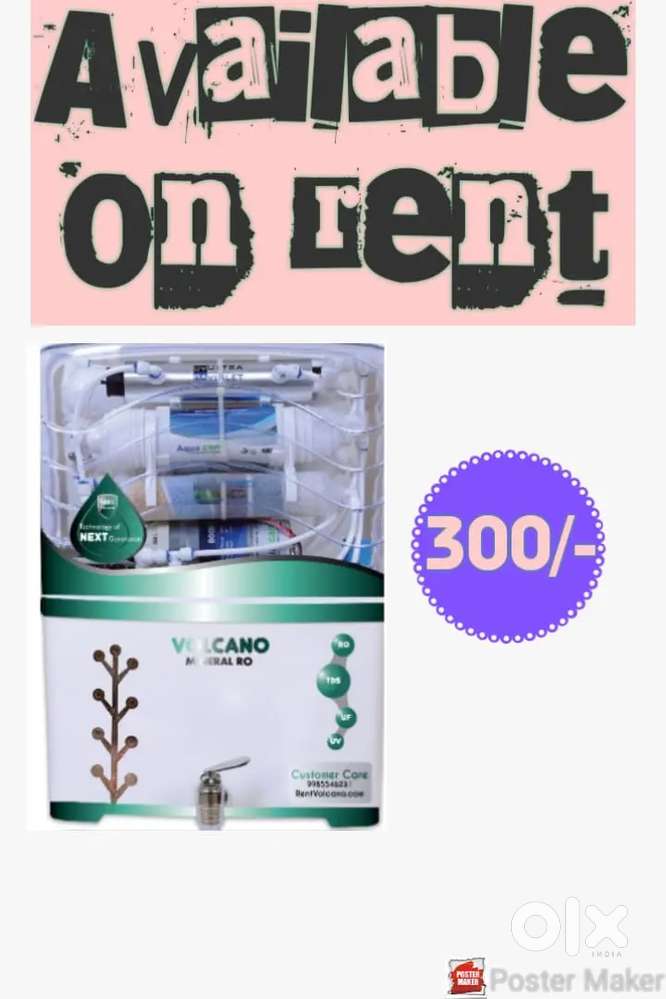 Water purifier available on rent