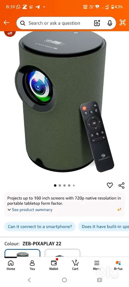 Zebronics

Pixaplay 22 Smart Projector