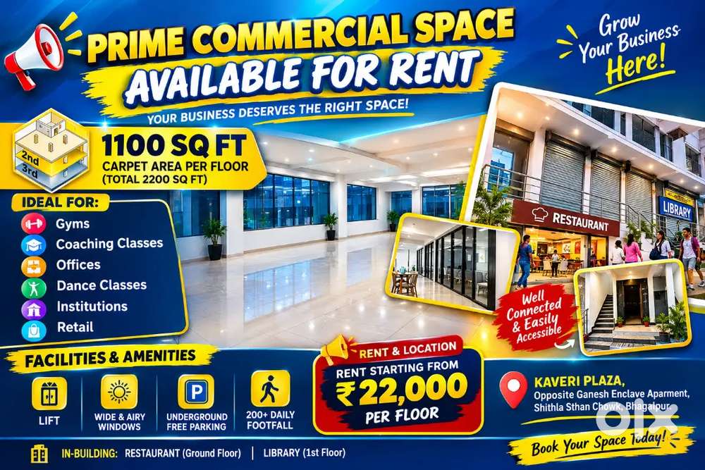 Commercial space Available for Rent with Parking at Prime Location