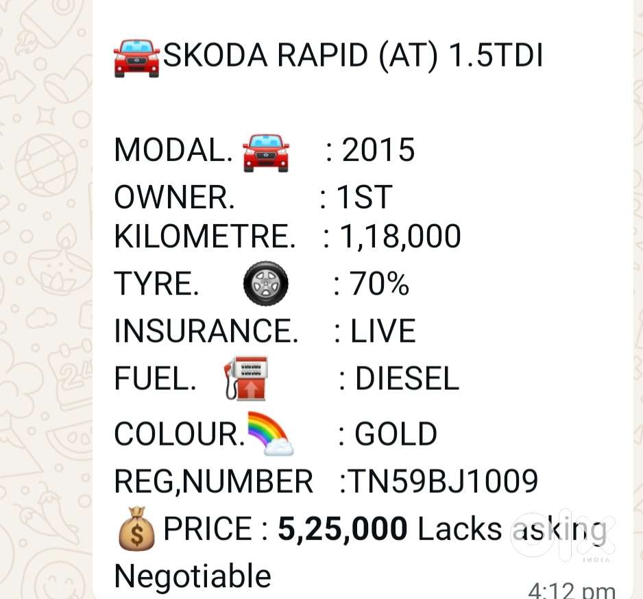 Skoda Rapid 2013-2016 1.5 Tdi At Elegance, 2015, Diesel