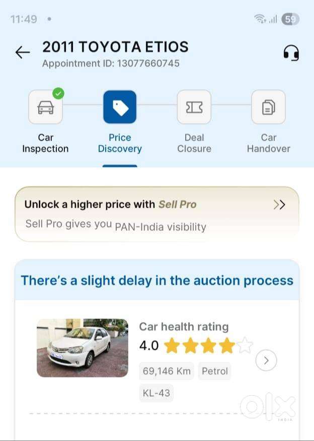 Toyota Etios Low Km Driven Car