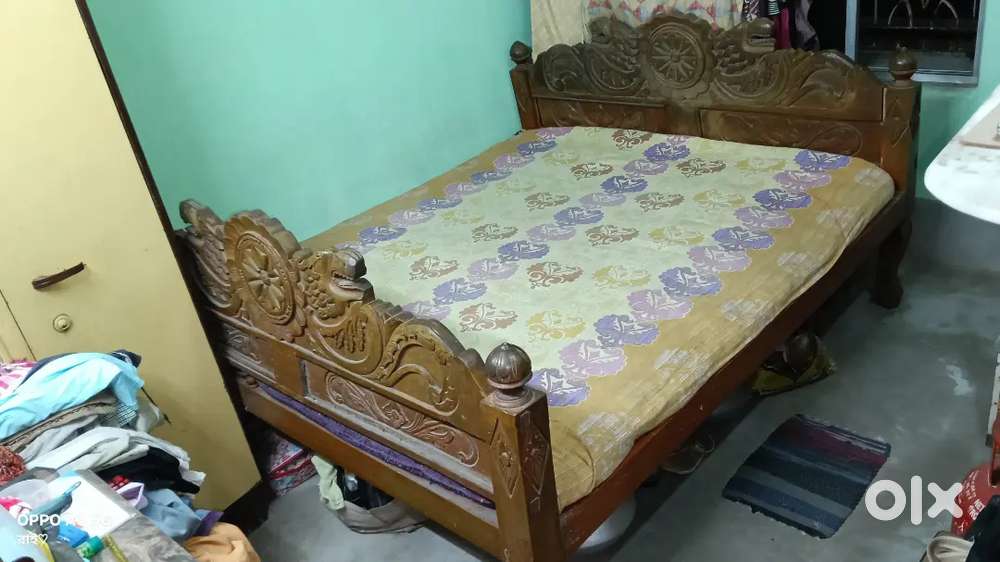 Wooden Double Bed with Mattress