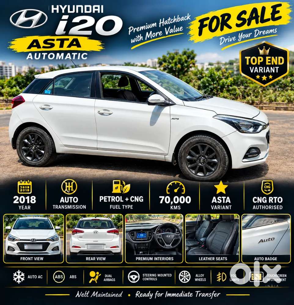 I20 Elite Asta 2018 Petrol+cng 68000kms Top End