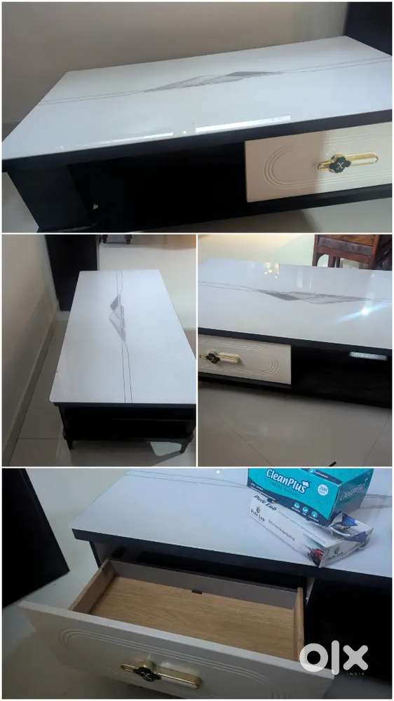 Wooden Coffee Table with Glass Top