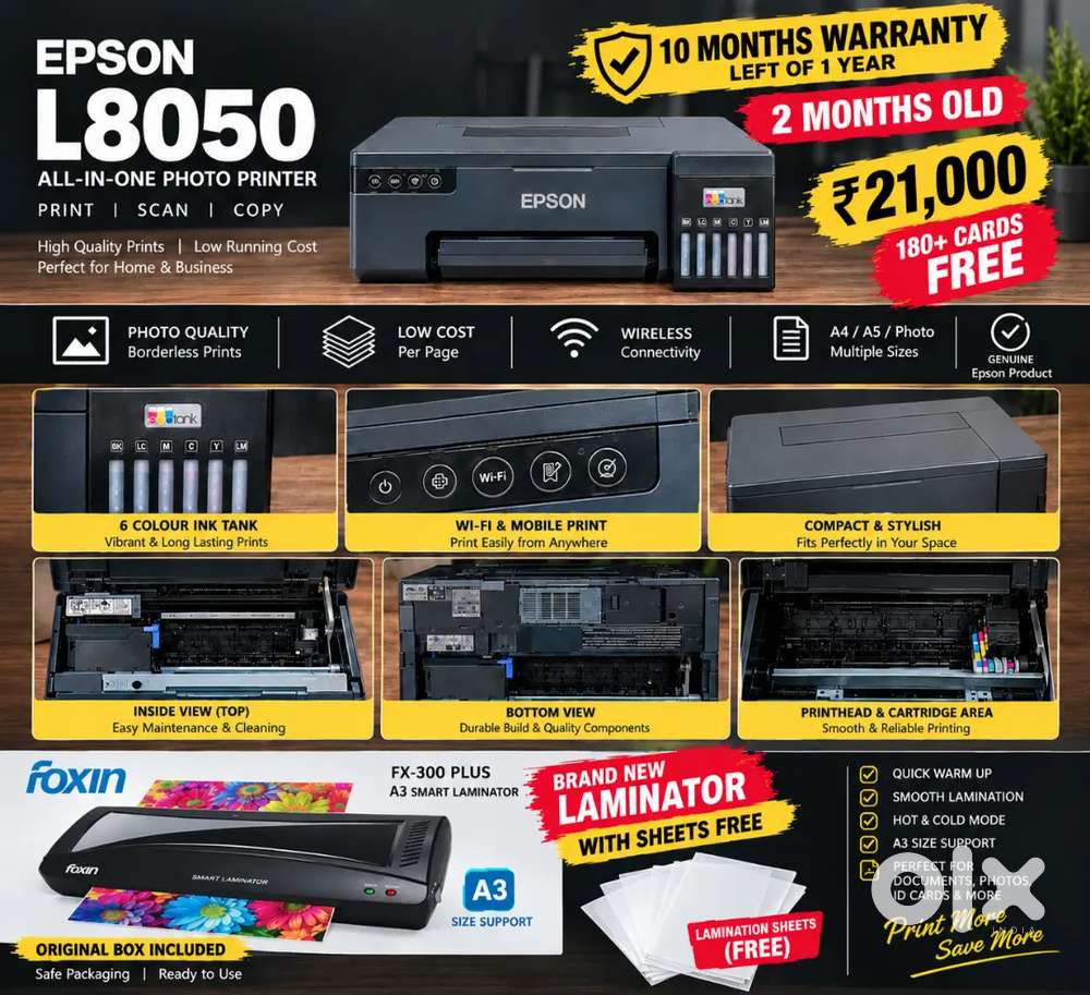 Epson L8050 &mdash; 2 months old ( 10 months warranty left)