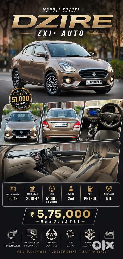 Maruti Suzuki Dzire 1.2 Zxi Plus Amt, 2018, Petrol