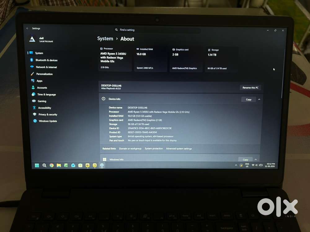 Dell ryzen 5 laptop  240gb ss + 1TB disk 16gb Ram