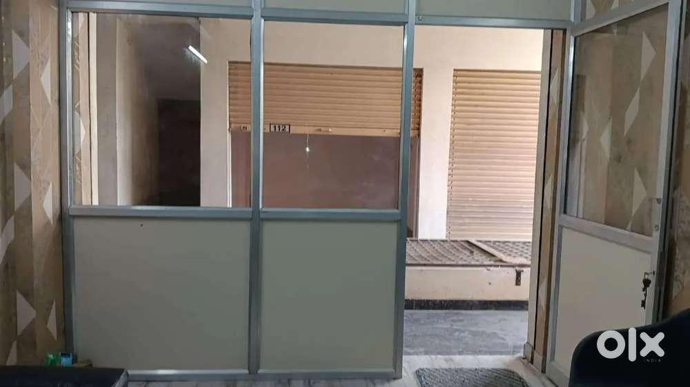 Aluminum partition, big size office table and two office chair