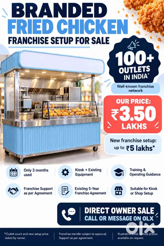 Famous Branded Fried Chicken Kiosk setup for sale