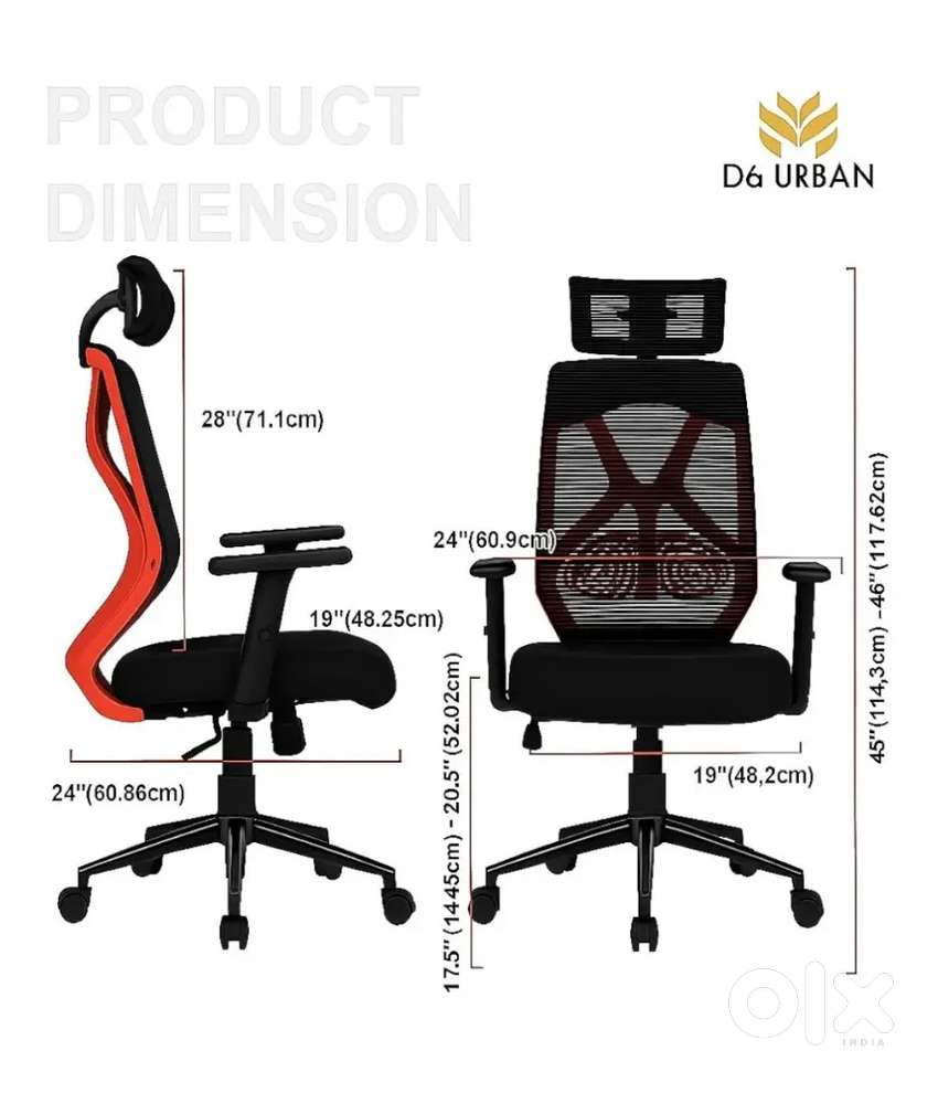Office table and revolving chair.