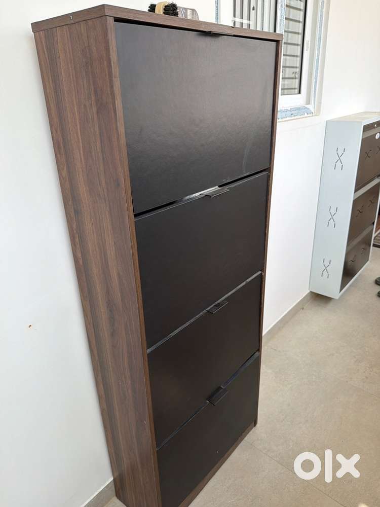 4-Door Double Decker Wooden Shoe Cabinet for Sale