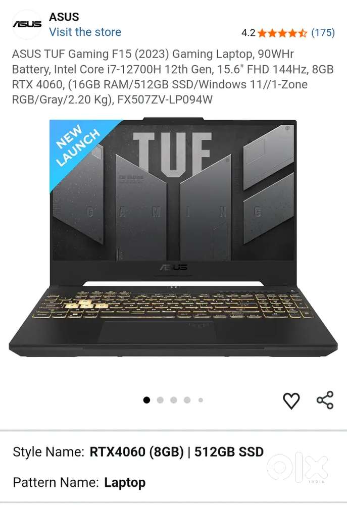 ASUS TUF F15 i7 13th Gen RTX 4060 – Water Damaged / For Parts