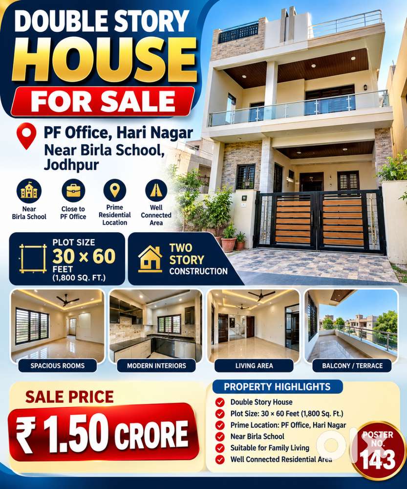 PF office, hari nagar, Near Birla school (30*60) double story house