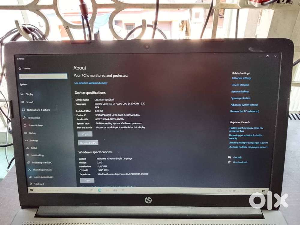 hp i3 7th  gen laptop @12500/-