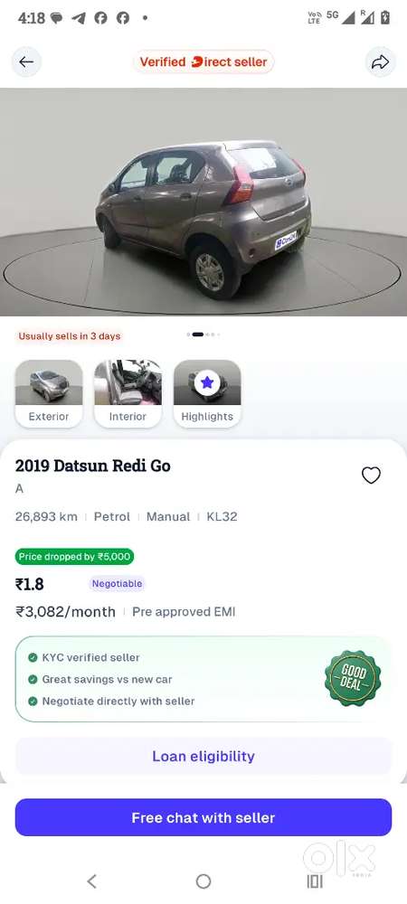 Datsun Redigo 2019 First Owner