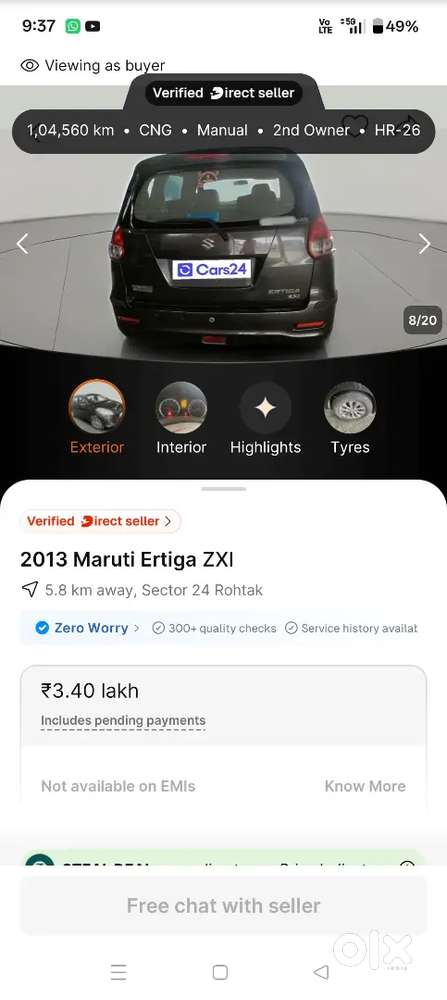 Maruti Suzuki Ertiga 2013 Petrol 106000 Km Driven
