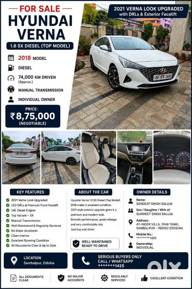 2018 Verna 1.6 Sx Diesel