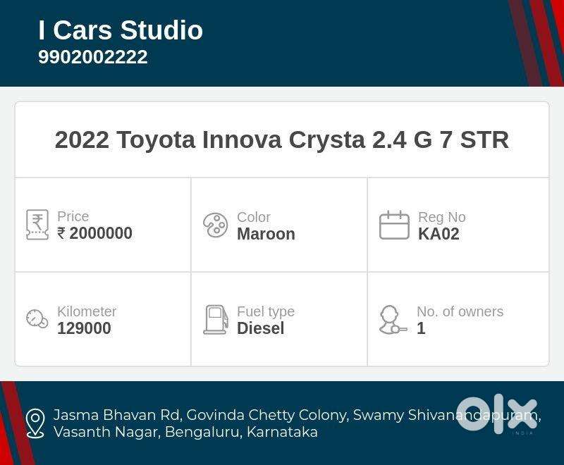 Toyota Innova Crysta 2022 Diesel Well Maintained