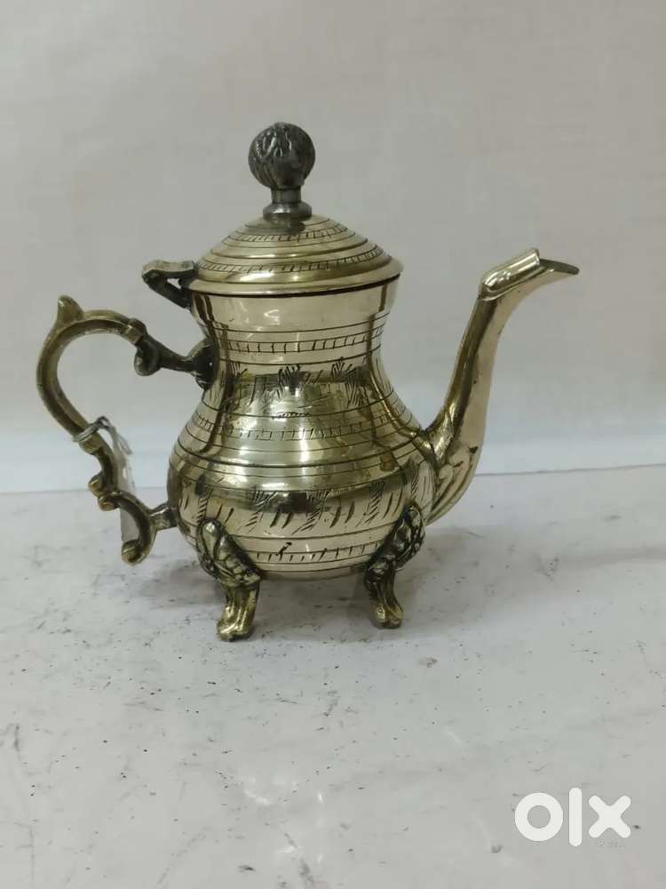 値下げしました！Real Antique small chert Antique pure brass solid heavy embossed tea pot 15/18 cm. - Home