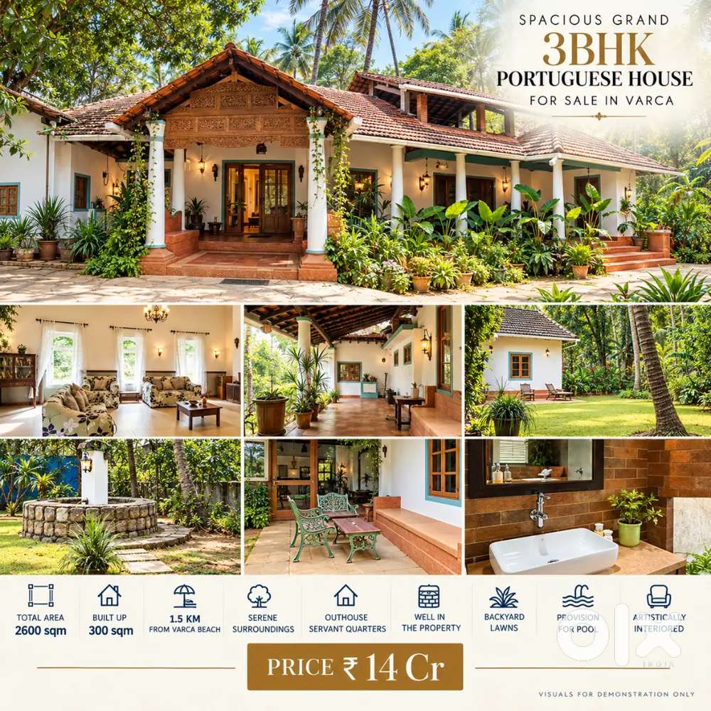 Grand 3bhk Portuguese house for sale in Varca