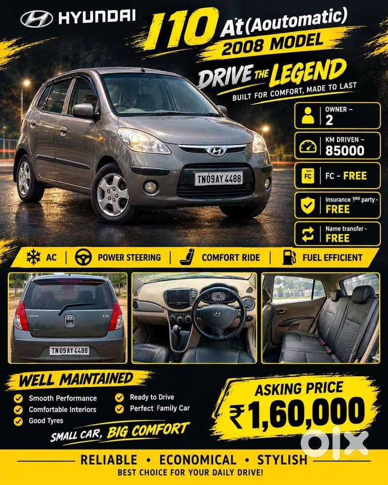 Hyundai I10 Asta 1.2 Automatic Kappa2 With Sunroof, 2008, Petrol