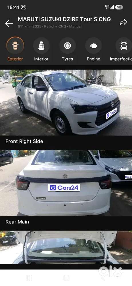 8 Month Old Fresh 820 Km Driven Dzire Tour S Cng