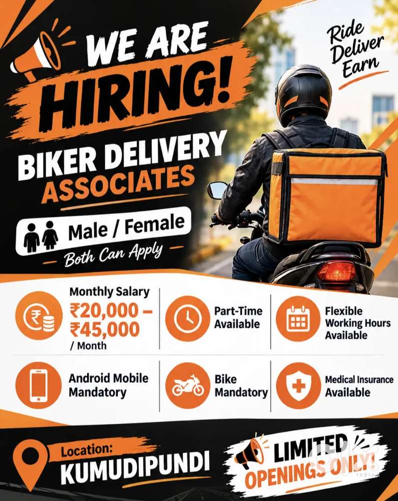 We are hiring bike delivery associates Male/female
