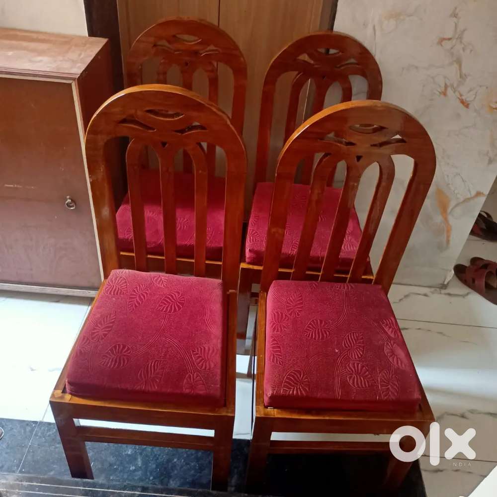 Set of Well-Maintained Wooden Dining Chairs –Cushioned