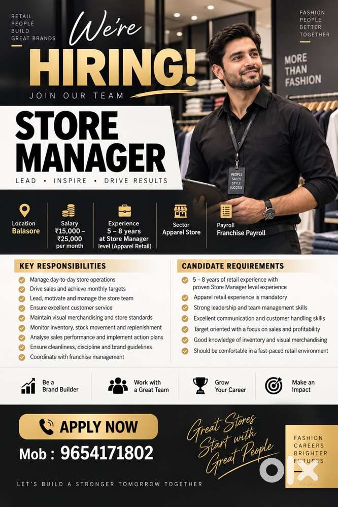 Store Manager -Apparel Store -Balasore