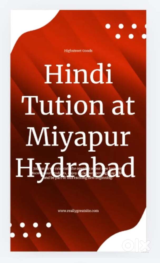 Hindi tution available at Miyapur Hyderabad
