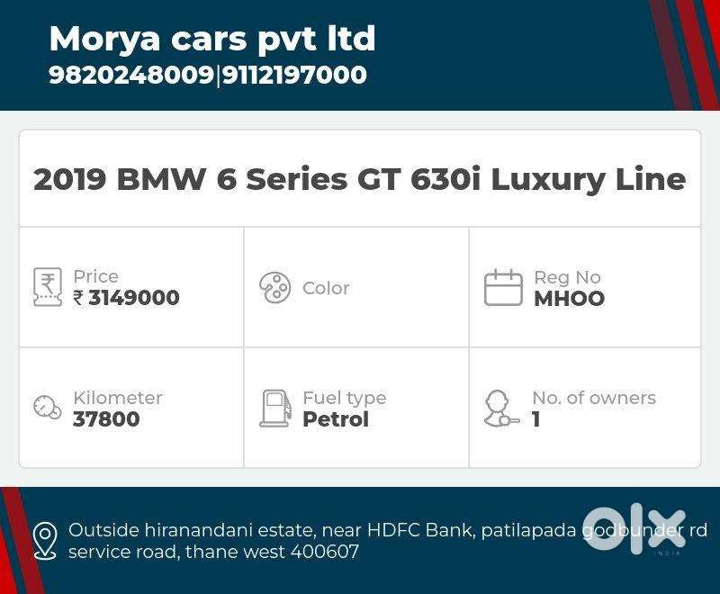 Bmw 6 Series 2.0 Gt 630i Luxury Line, 2019, Petrol