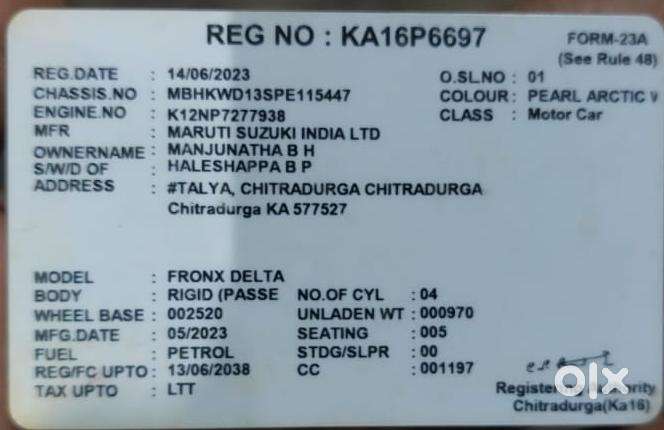 Maruti Suzuki Fronx Delta 1.2 Mt, 2023, Petrol