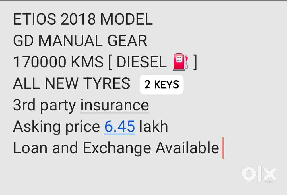 Toyota Etios 2010-2012 Gd, 2018, Diesel