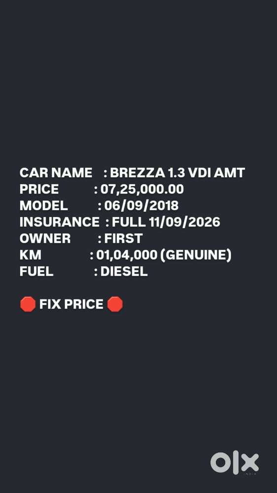 Maruti Suzuki Vitara Brezza Vdi Amt, 2018, Diesel