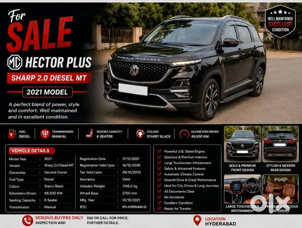 Mg Hector Plus 2021 Diesel 2nd Owner