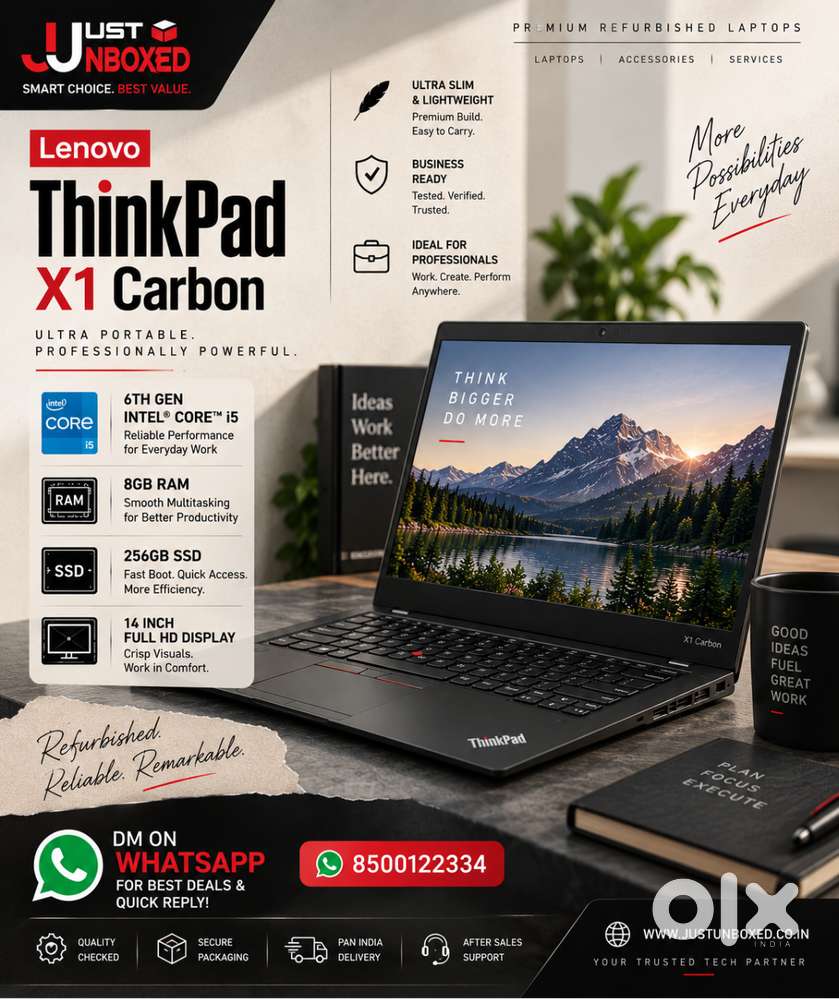 Lenovo ThinkPad X1 Carbon i5 6th Gen 8GB 256SSD Hyderabad