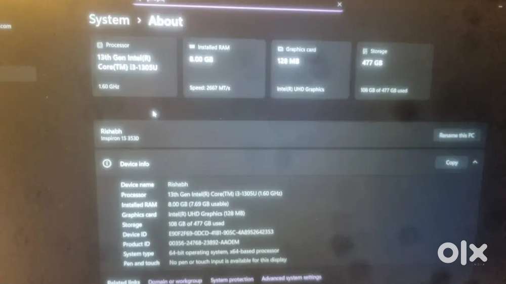 Dell 15 intel core i3  13th gen