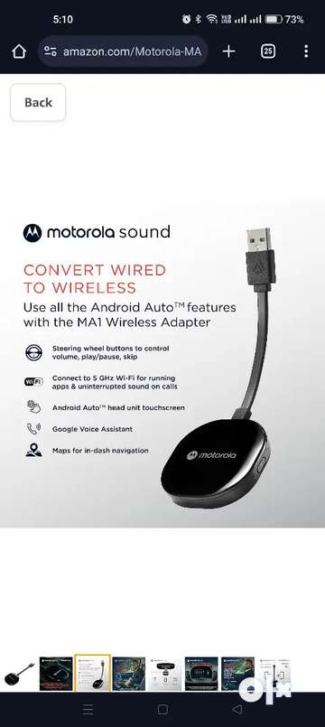 Motorola MA1 Wireless Android Auto Car Adapter - टीवी