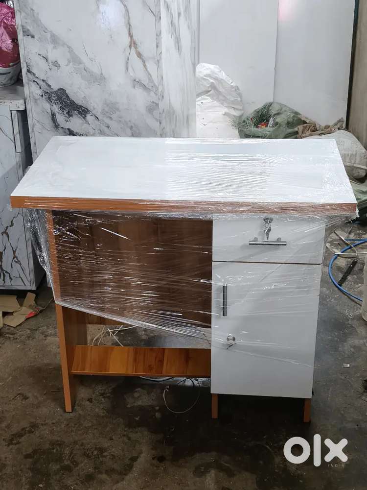 Stylish Wooden Study Table with Drawers & Storage Cabinet