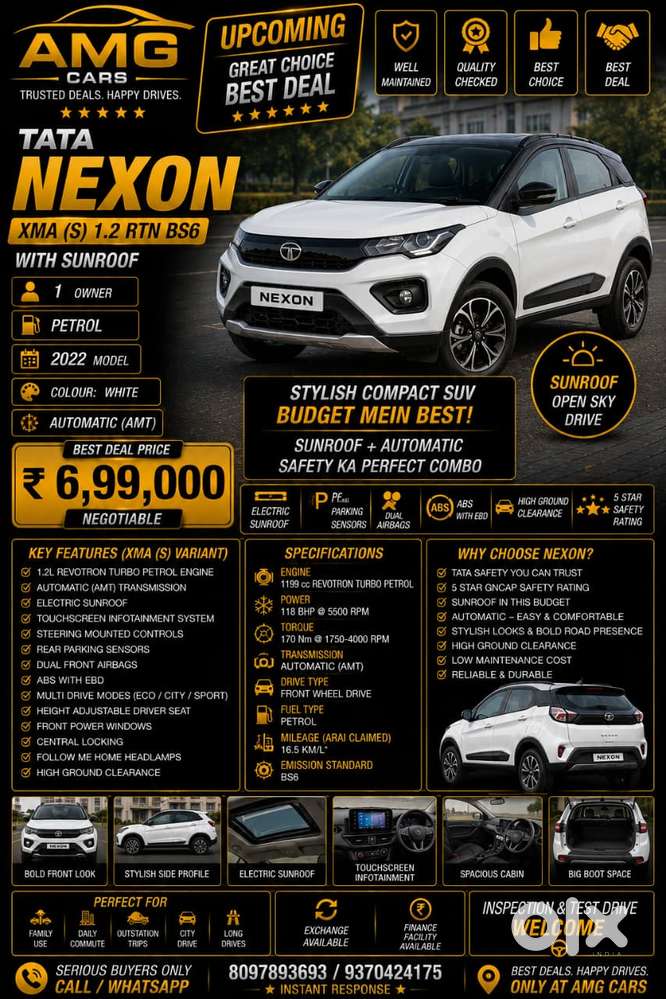 Tata Nexon 1.2 Revotron Xma Amt (s), 2022, Petrol