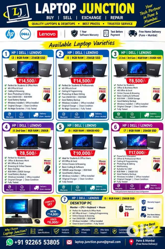 GOOD CONDITION REFURBISHED LAPTOP & DESKTOP PC AVAILABLE (Warranty)