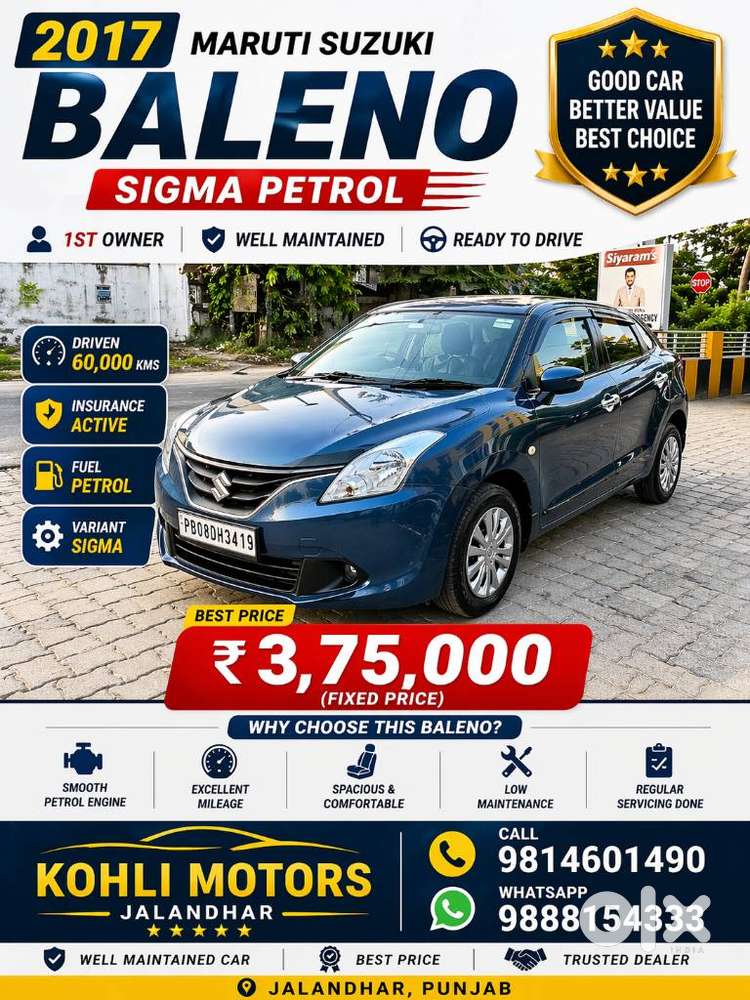 Maruti Suzuki Baleno 1.3 Sigma, 2017, Petrol