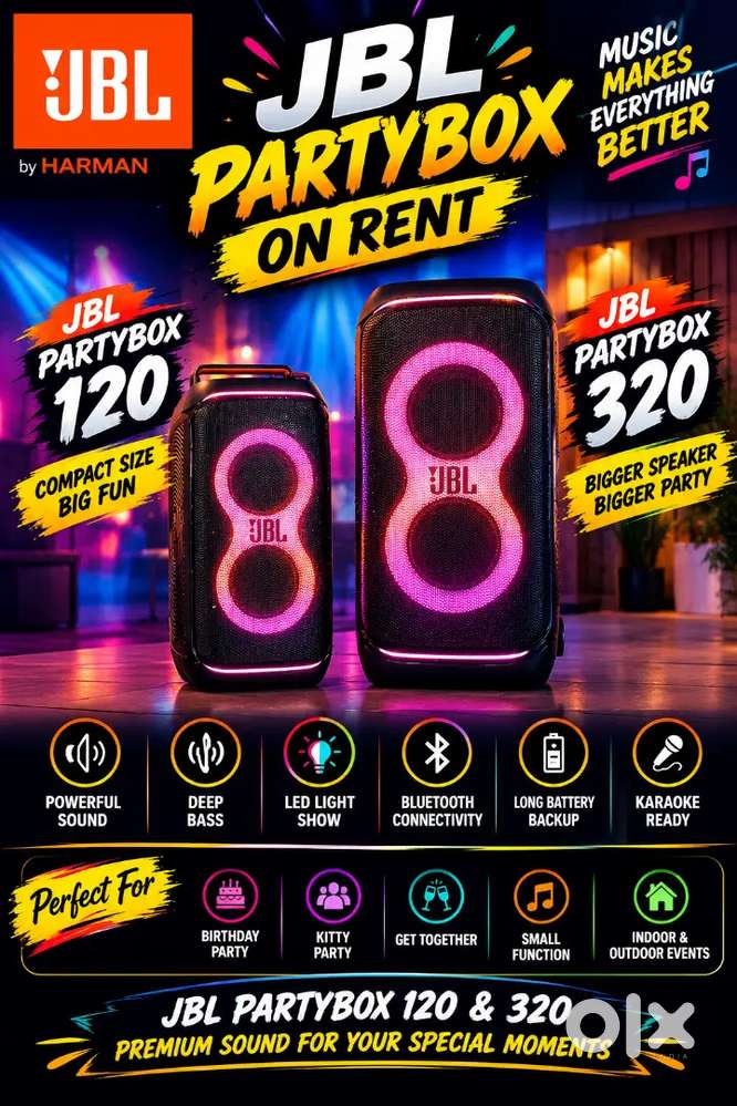  JBL PARTYBOX 120 & 320 ON RENT  | TAGDA SOUND, TAGDA BASS